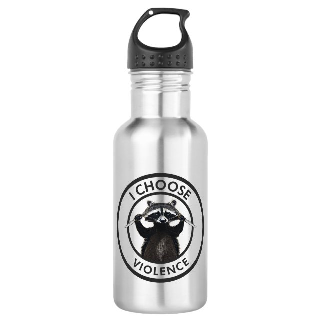 Botella De Agua Elijo Violencia Graciosa Raccoon (Anverso)