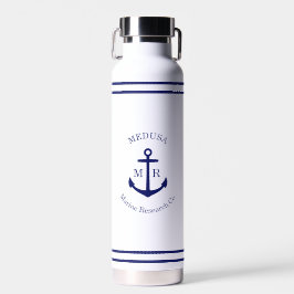 Botella De Agua Emblema de ancla azul personalizado