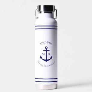 Botella De Agua Emblema de ancla azul personalizado
