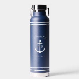 Botella De Agua Emblema de ancla blanca personalizado