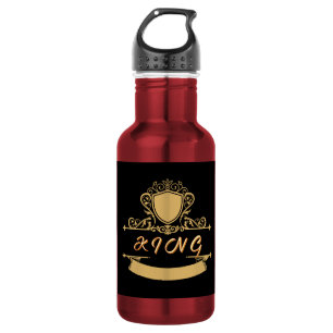 Botella De Agua Emblema de Escudo Dorado KING Personalizado Recipi