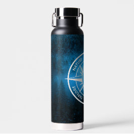 Botella De Agua Emblema de la estrella de la brújula monograma nie