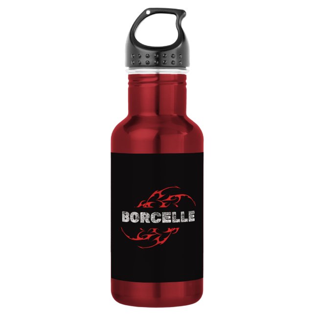 Botella De Agua Emblema de llama tribal BORCELLE (Anverso)