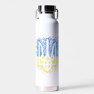 Botella De Agua Emblema ucraniano trident tryzub esparce corazones