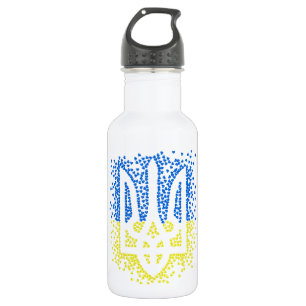 Botella De Agua Emblema ucraniano trident tryzub esparce corazones