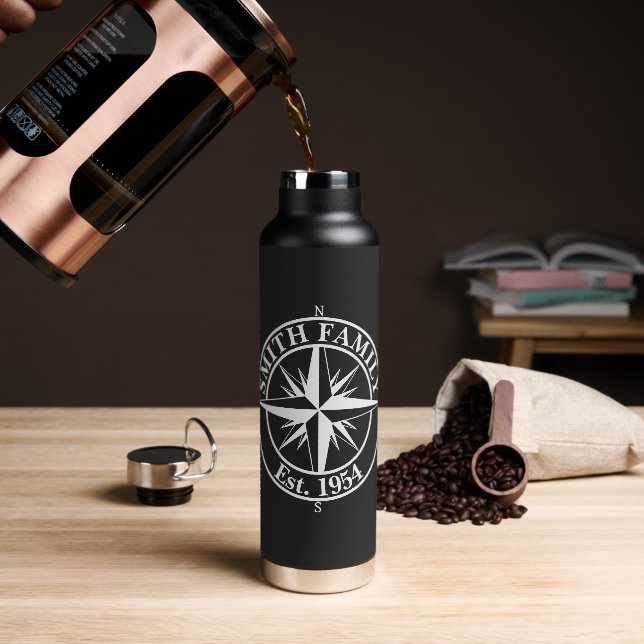 Botella De Agua emblemas personalizables de monograma de estrella  (Café)