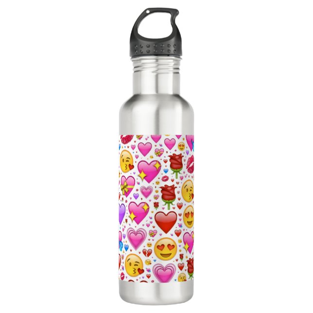 Botella De Agua Emojis del corazón (Anverso)