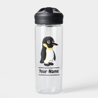 Botella De Agua Emperador Pingüino personalizado con texto persona
