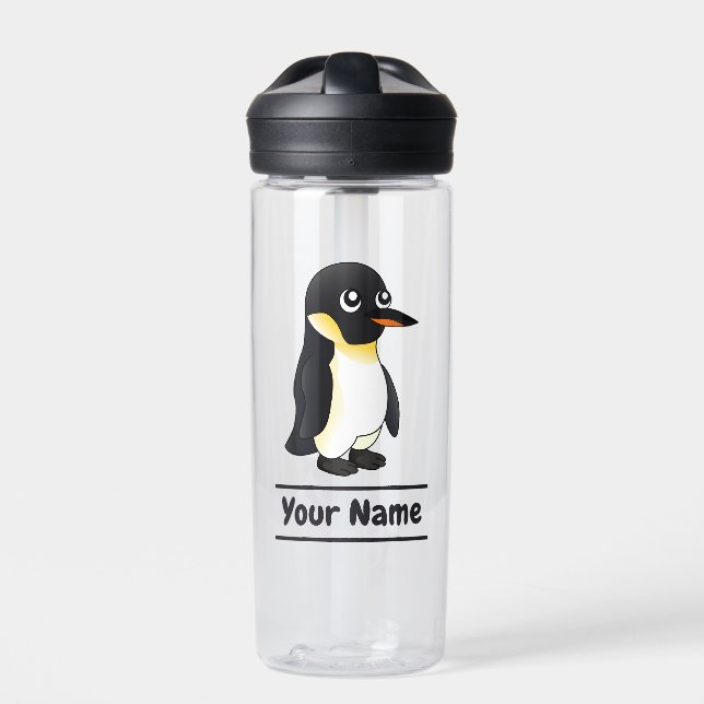 Botella De Agua Emperador Pingüino personalizado con texto persona (Delante)