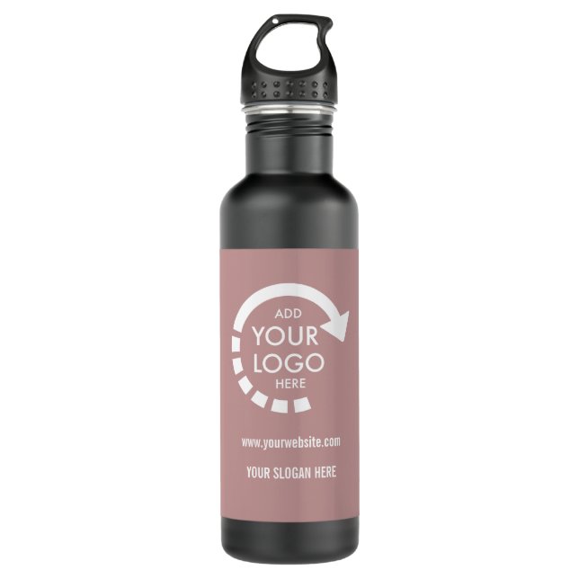 Botella De Agua empresa de logotipo de personalizado | Rosa Taupe (Anverso)