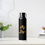 Botella De Agua Empresa de logotipo negro<br><div class="desc">Fondo negro. Personalice y agregue su logotipo de negocio.</div>