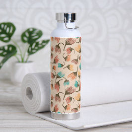 Botella De Agua En las dunas lejanas de guijarros florales agitado