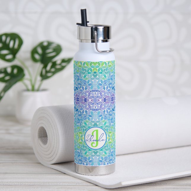 Botella de agua en mosaico Rhonda (Yoga (girado))