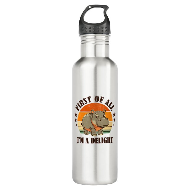 Botella De Agua En primer lugar soy un Delight Baby Hippo Moo Deng (Anverso)