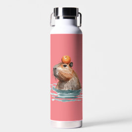 Botella De Agua Encantador capibara discreto con Naranja