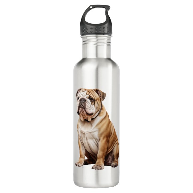 Botella De Agua Encantador retrato de Bulldog Inglés - Canina Ador (Anverso)