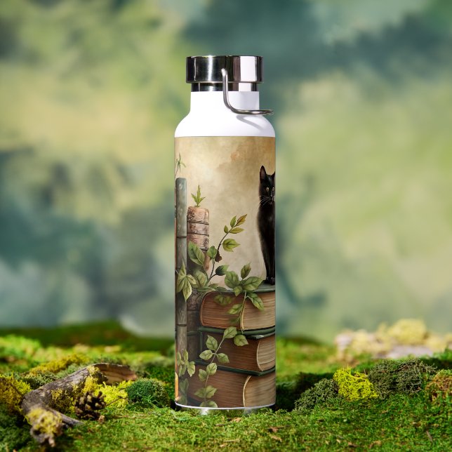 Botella De Agua Enchanted Black Cat Library (Exterior)