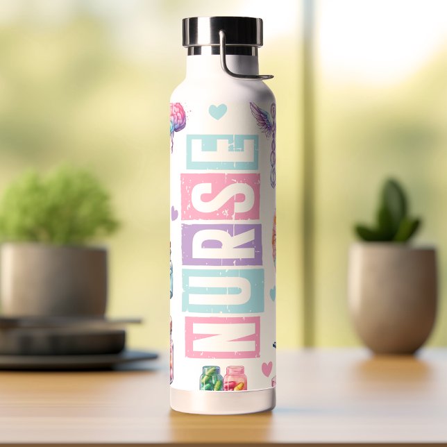 Botella De Agua Enfermera Acuarela Pastel (Subido por el creador)