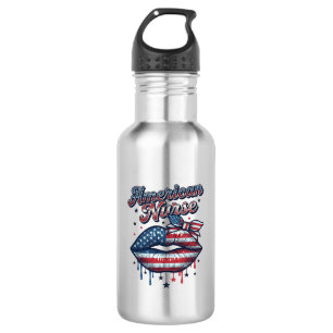 Botella De Agua Enfermera Americana Diseño Patriótico de Camiseta 