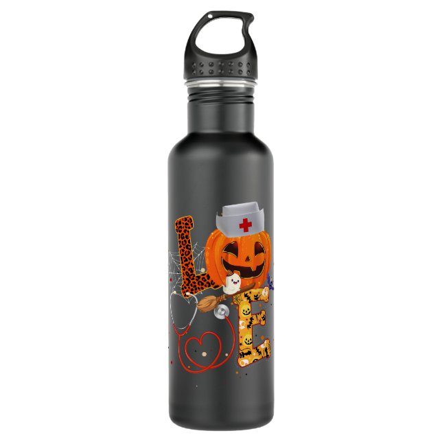 Botella De Agua Enfermera Amor Calabaza Shirt Graciosa Enfermera d (Anverso)