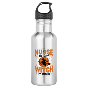Botella De Agua Enfermera de día Bruja de noche Diseño de Hallowee