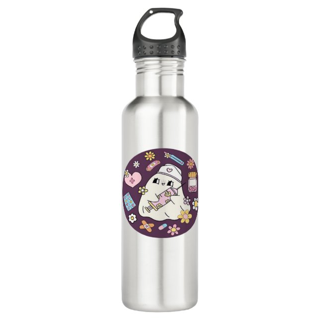 Botella De Agua Enfermera de Halloween sobredimensionada camiseta (Anverso)