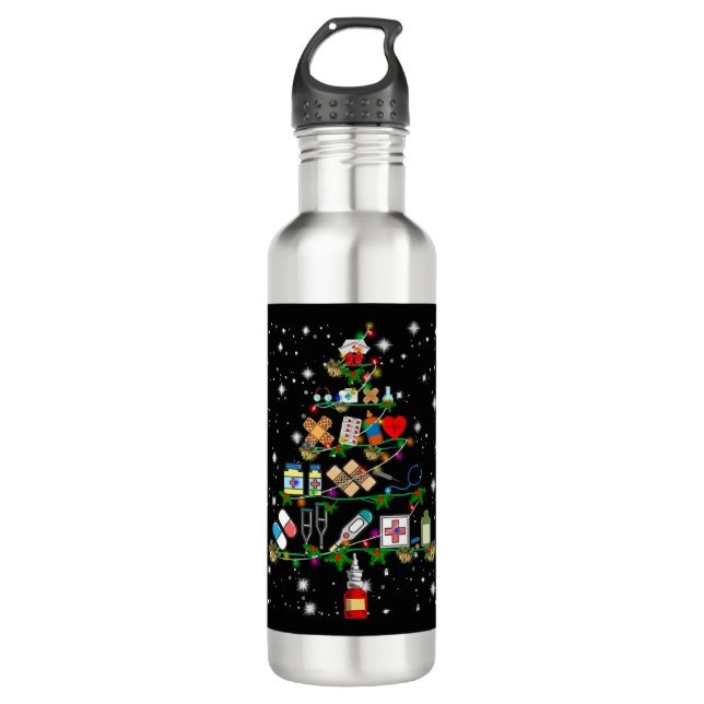 Botella De Agua Enfermera de Navidades de Feliz Navidad (Anverso)