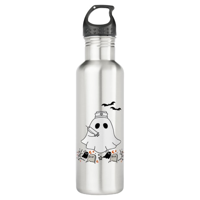 Botella De Agua Enfermera Fantasma Cute Halloween Diseño Camiseta  (Anverso)