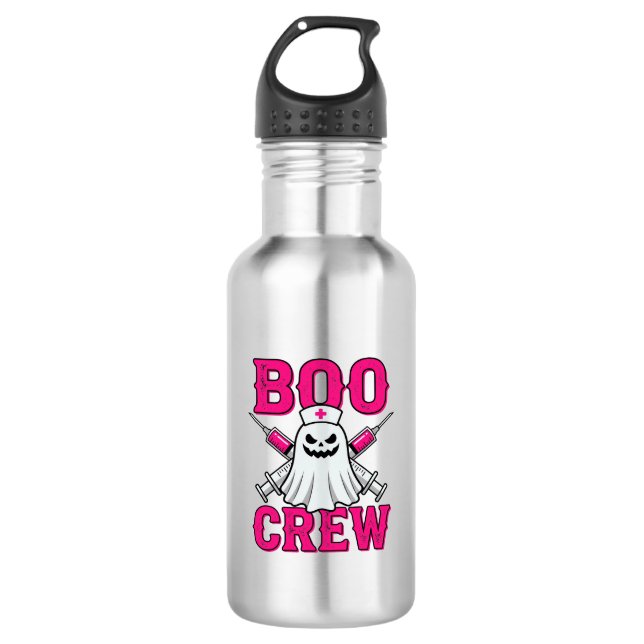 Botella De Agua Enfermera Fantasma Halloween Boo Crew (Anverso)