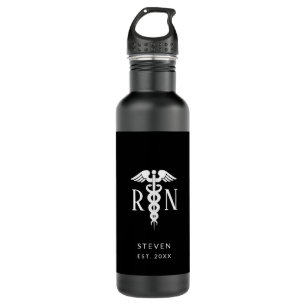 Botella De Agua Enfermera masculina RN graduada Black White person