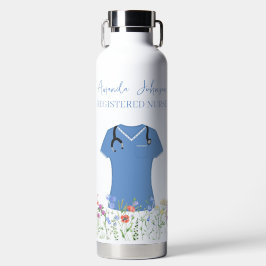 Botella De Agua Enfermera personalizada RN LPN NP Blue Scrubs