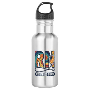 Botella De Agua Enfermera Registrada RN Diseño Vectorial Vintage A