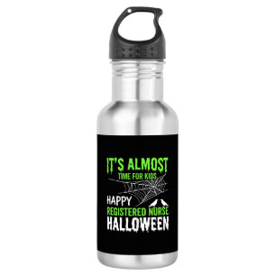 Botella De Agua Enfermera titulada Halloween telaraña y cuervo