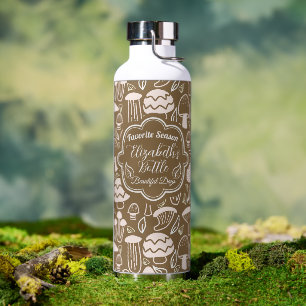 Botella De Agua Enfriador de Crema Marrón de Champiñones