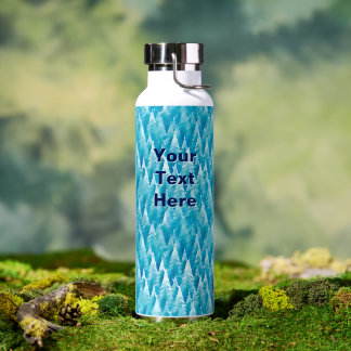 Botella De Agua Enfriador de Lata de Bosque Fractal Azul