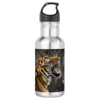 Botella de agua enojada del tigre