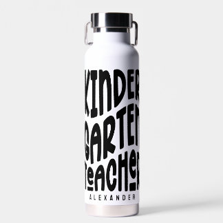 Botella De Agua Enseñador de kindergarten simple texto negro