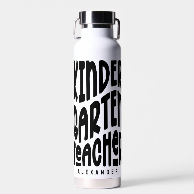 Botella De Agua Enseñador de kindergarten simple texto negro (Delantero)
