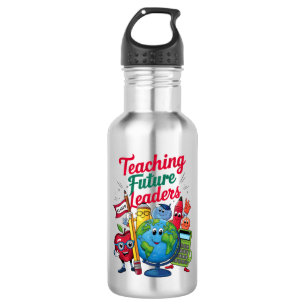Botella De Agua Enseñanza Retro Líderes Futuros Profesor Escuela 
