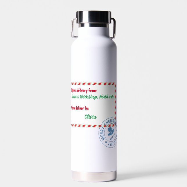 Botella De Agua Entrega personalizada del taller de Santa Claus (Delantero)