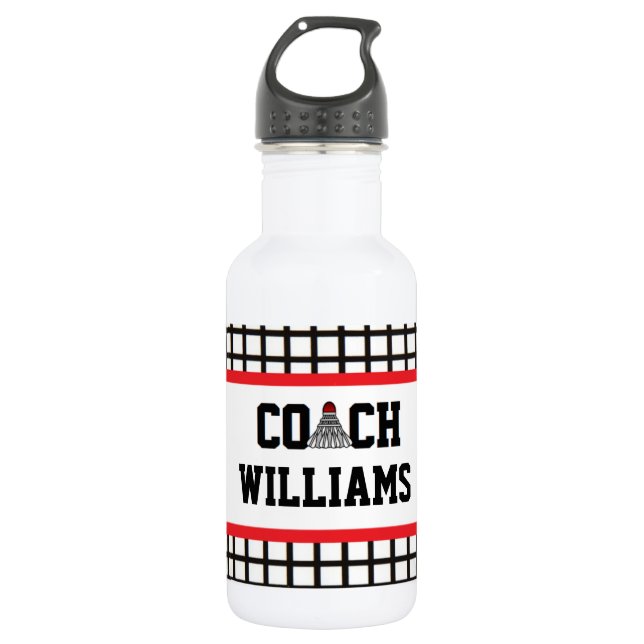 Botella De Agua Entrenador de Badminton - Personalizado (Anverso)