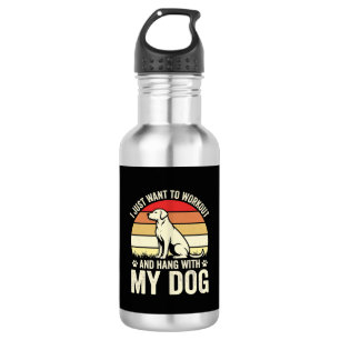 Botella De Agua Entrenamiento con mi perro puesta de sol retro