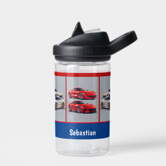 Botella De Agua Entusiastas de automóviles deportivos rojos y blan