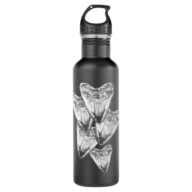 Botella De Agua Entusiastas del tiburón Megalodon Diente fósil (Anverso)