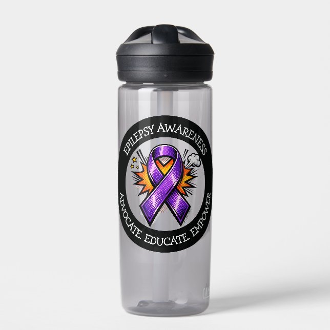 Botella De Agua Epilepsy Awareness | Purple Awareness Ribbon (Delante)