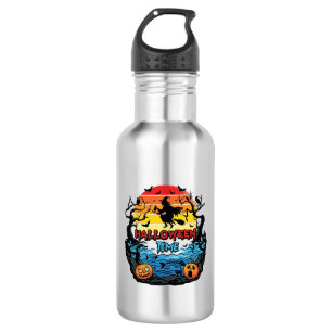 Botella De Agua Época de Halloween Bruja Calabazas Murciélagos Ata