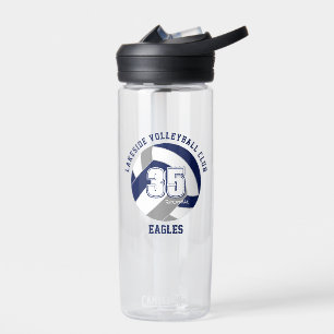 Botella De Agua equipo de la escuela gris azul marino colores vole