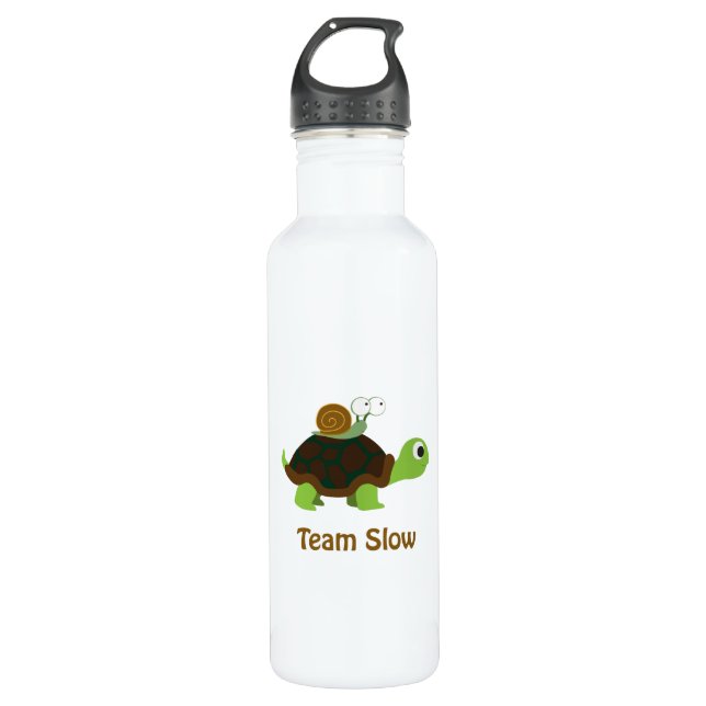 Botella De Agua Equipo lento, tortuga Personalizado y caracol (Anverso)