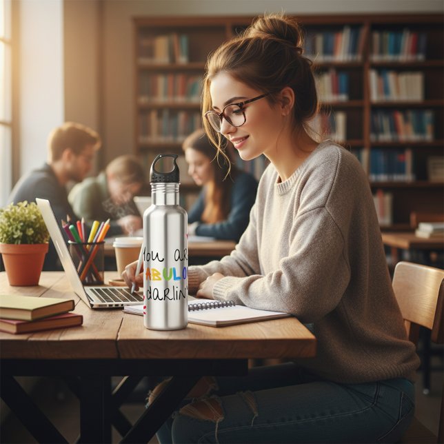 Botella De Agua Eres Fabuloso Darlin (Staying hydrated and staying fabulous — the ultimate study buddy energy. 💁‍♀️✨)