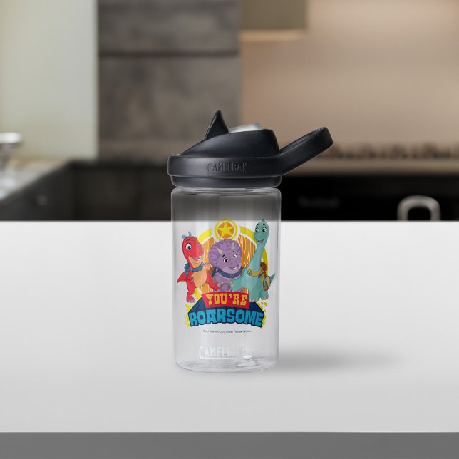 Botella De Agua Eres Roarsome | Dino Ranch (Water bottle on counter)